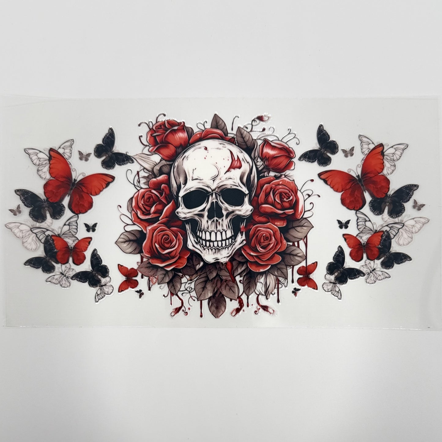 Skull Roses & Butterflies UV DTF 16oz Tumbler Wrap