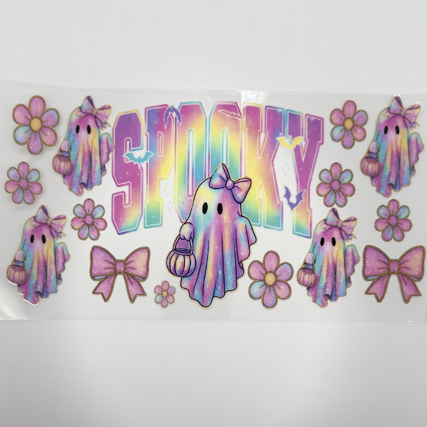 Pastel Spooky Ghost UV DTF 16oz Tumbler Wrap