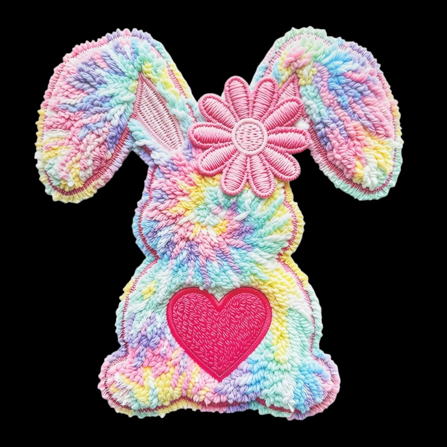 Rainbow Tie Dye Bunny Embroidery DTF Print