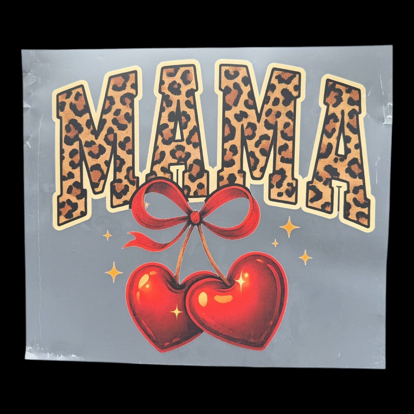 MAMA Leopard Print Cherry Hearts DTF Print