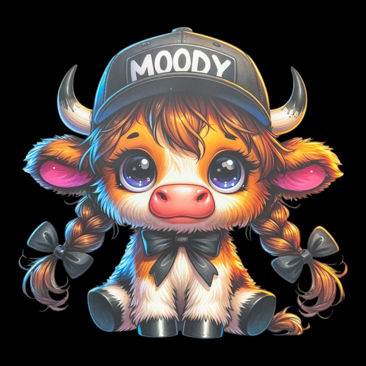 Moody Highland Cow DTF Print