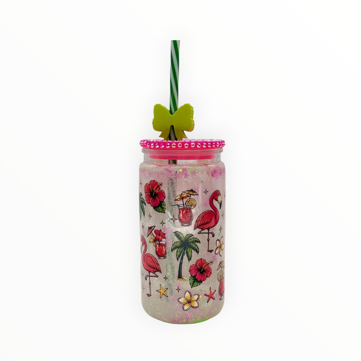 16oz Christmas in July Acrylic Can Tumbler with Straw Topper