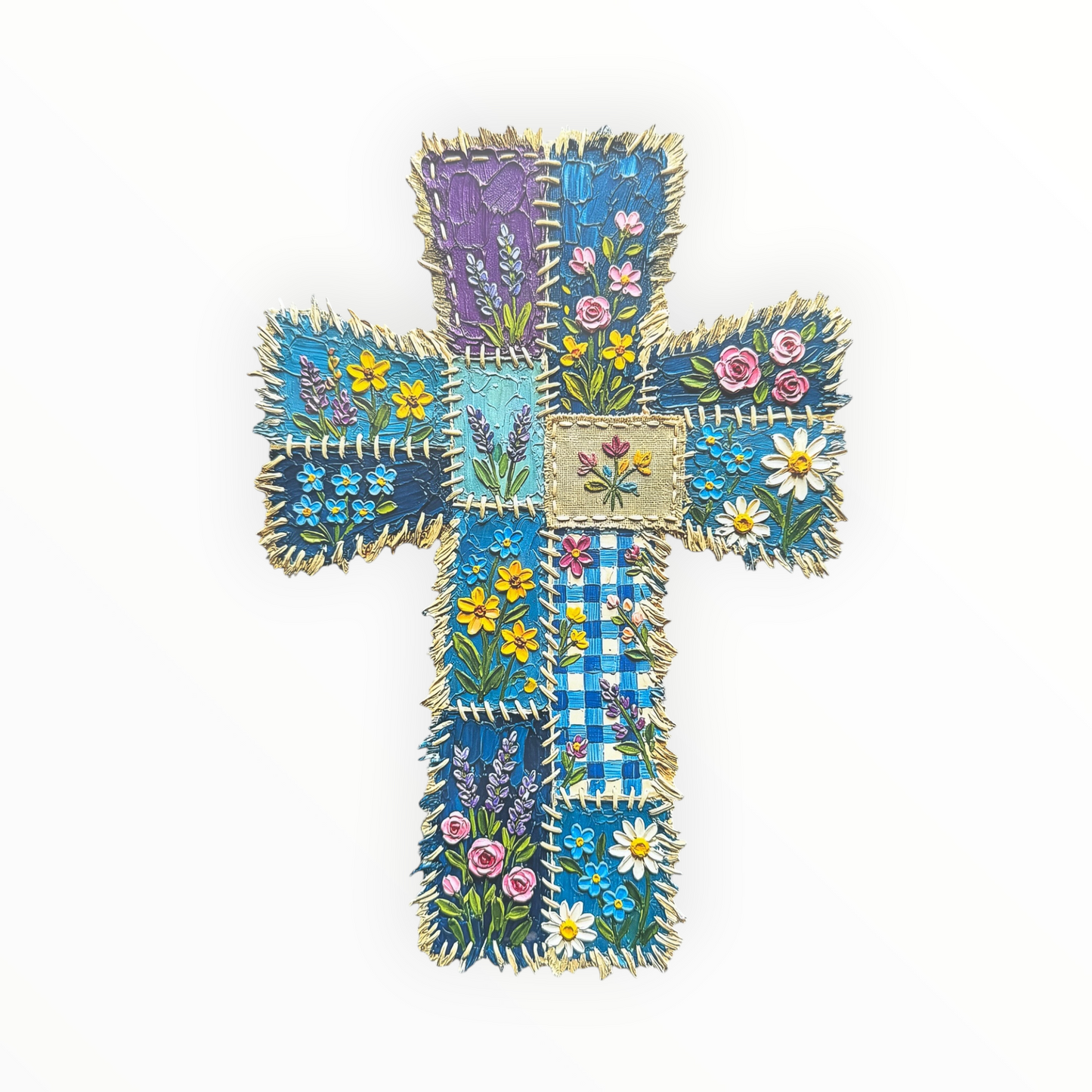 Floral Patchwork Cross DTF Print