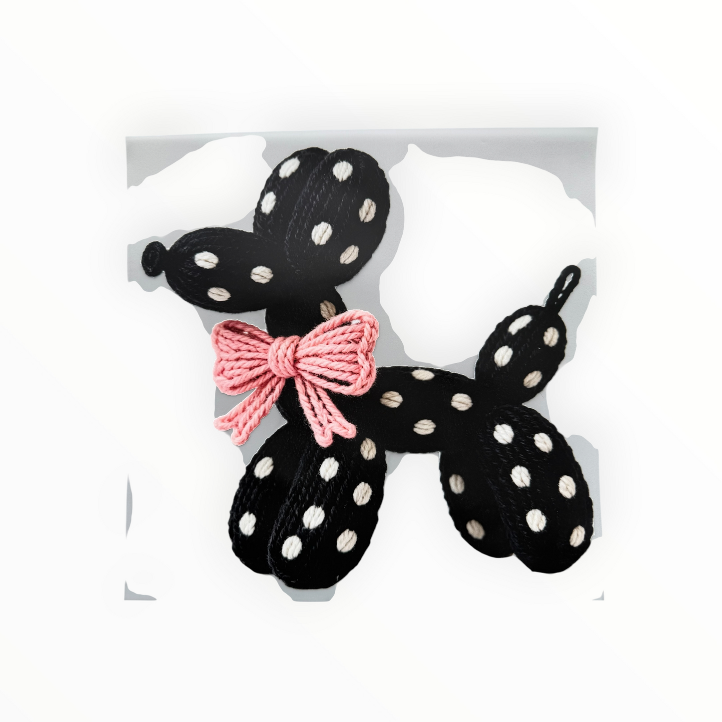 Polka Dot Balloon Dog Pink Bow DTF Print