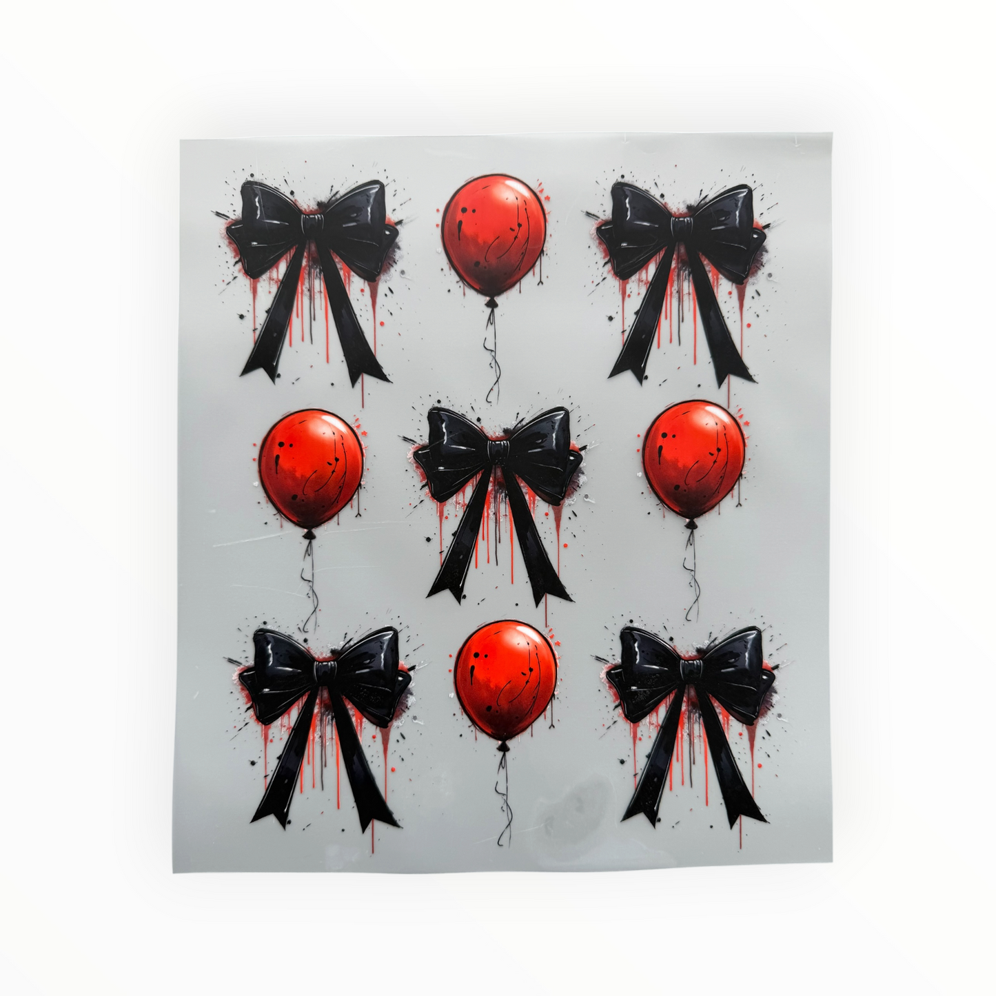Gothic Black Bow Red Balloon Drip Gang Sheet DTF Print