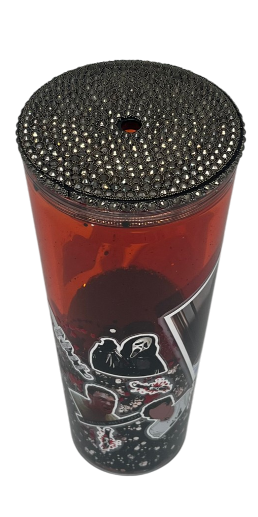 Scream Horror 24oz Lava Glitter Tumbler – Black Rhinestone Lid