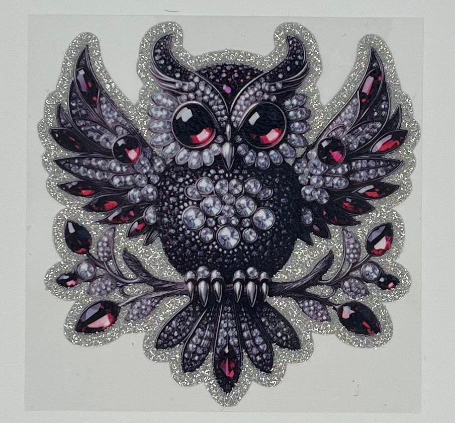 UV DTF Wrap - Owl Glitter decal