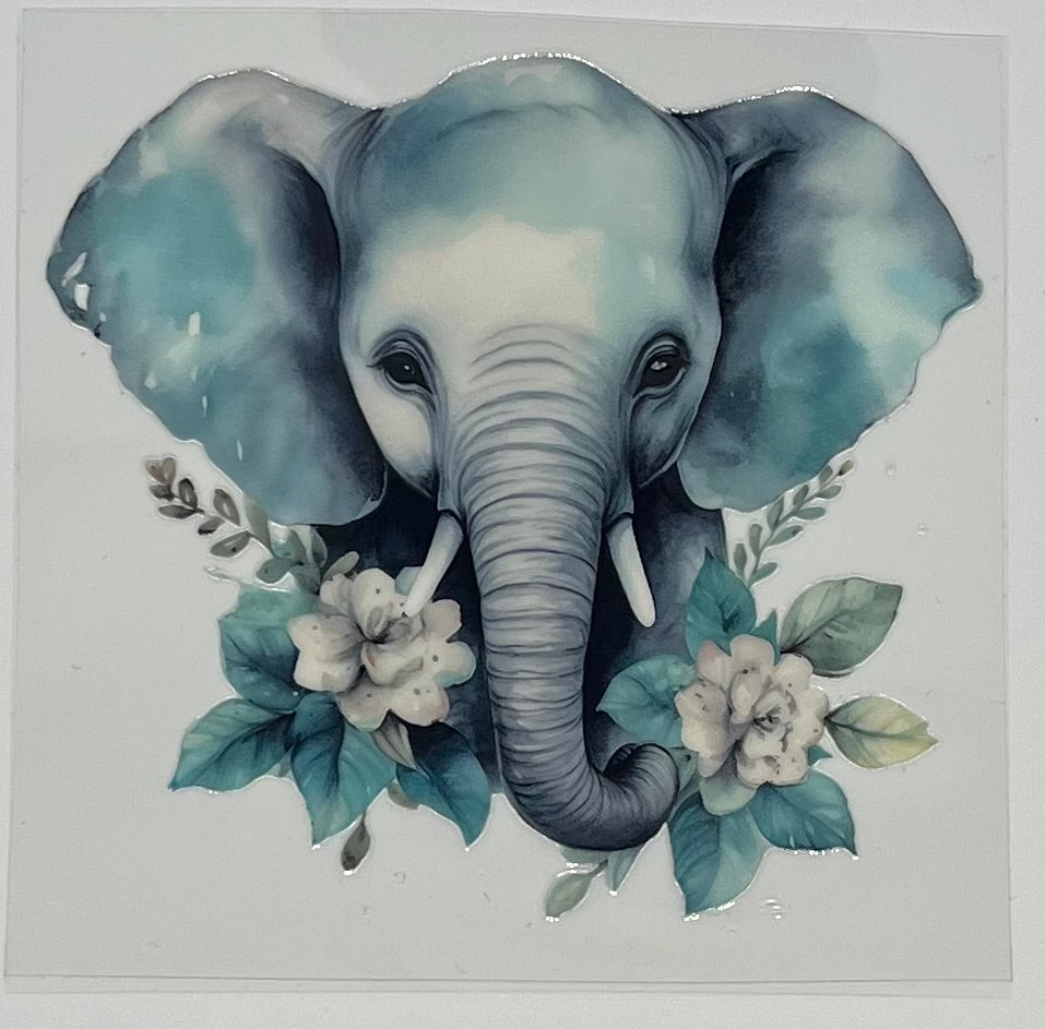 UV DTF Wrap - Elephant Flowers Decal