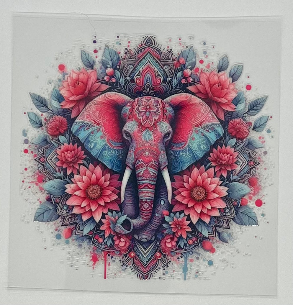 UV DTF Wrap - Elephant Flowers Decal