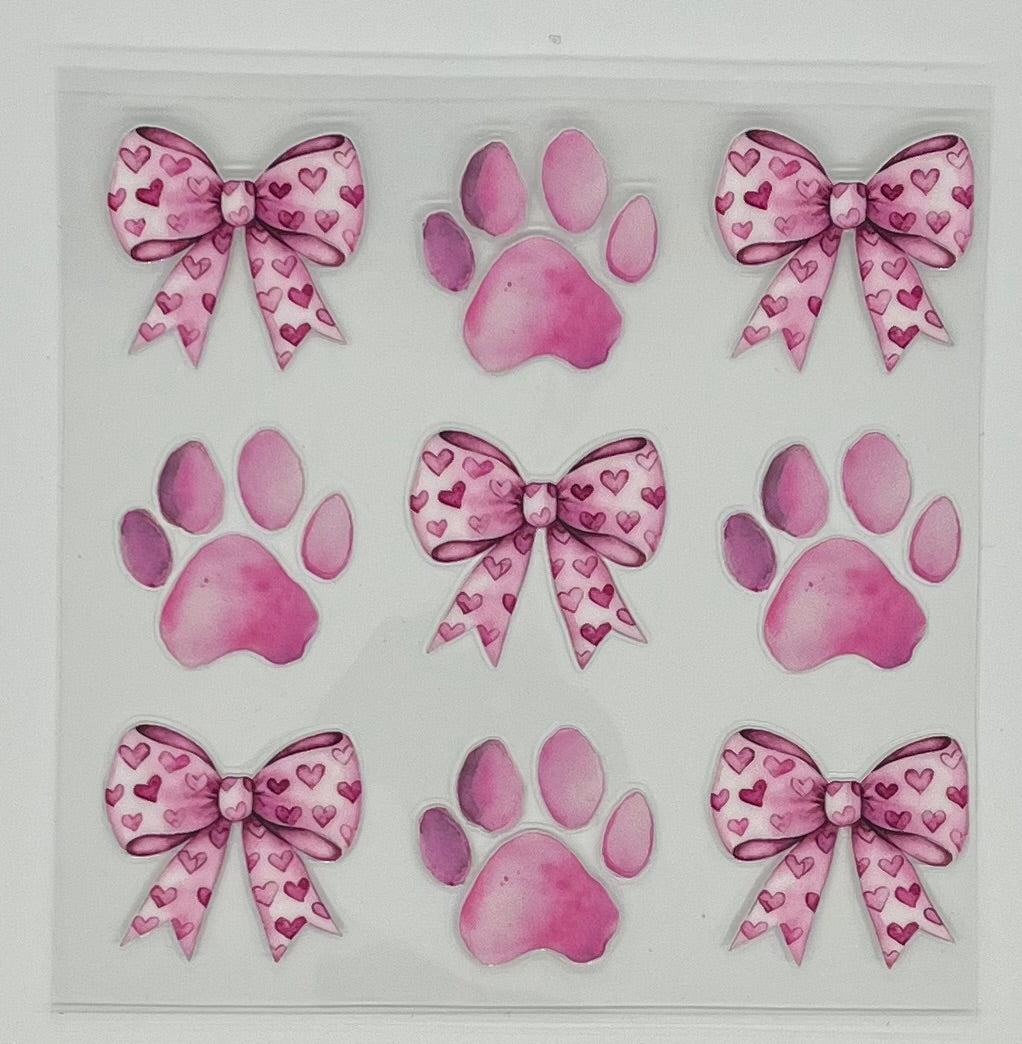 UV DTF Wrap - Dog Paw Bows Decal