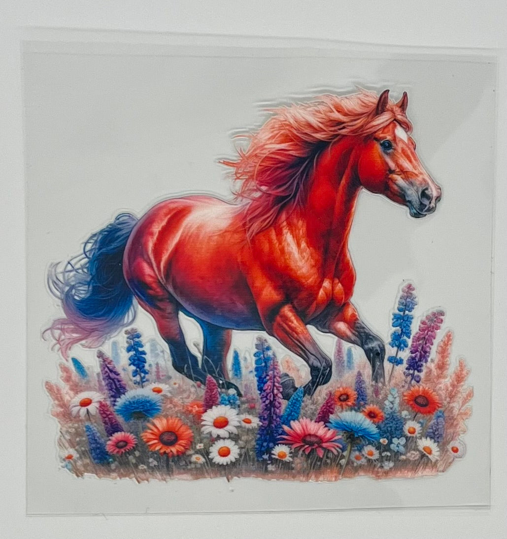 UV DTF Wrap - Horse Wild Flowers Decal