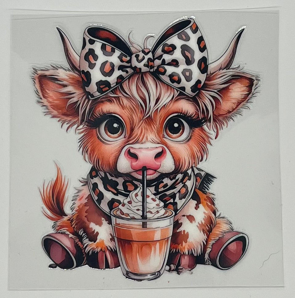 UV DTF Wrap - Cute Cow Decal