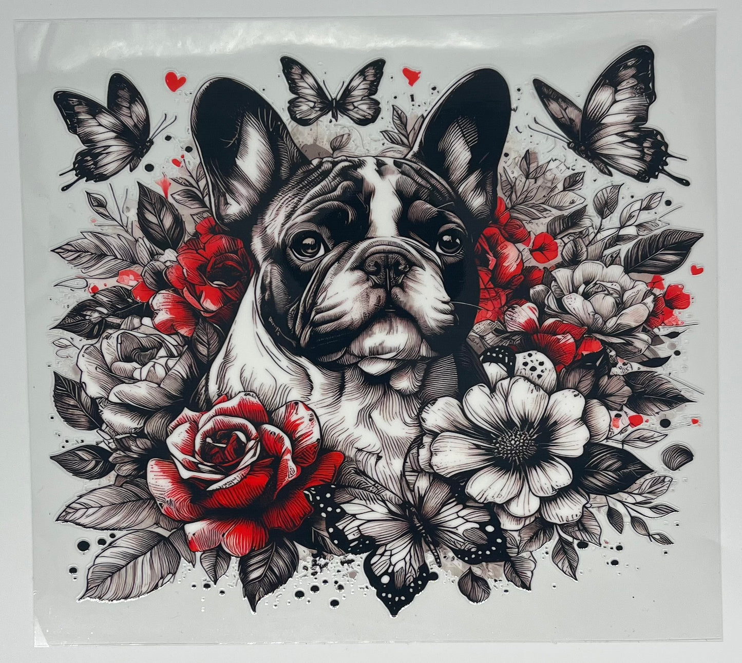 UV DTF Wrap - French Bulldog Flowers Wrap 20oz