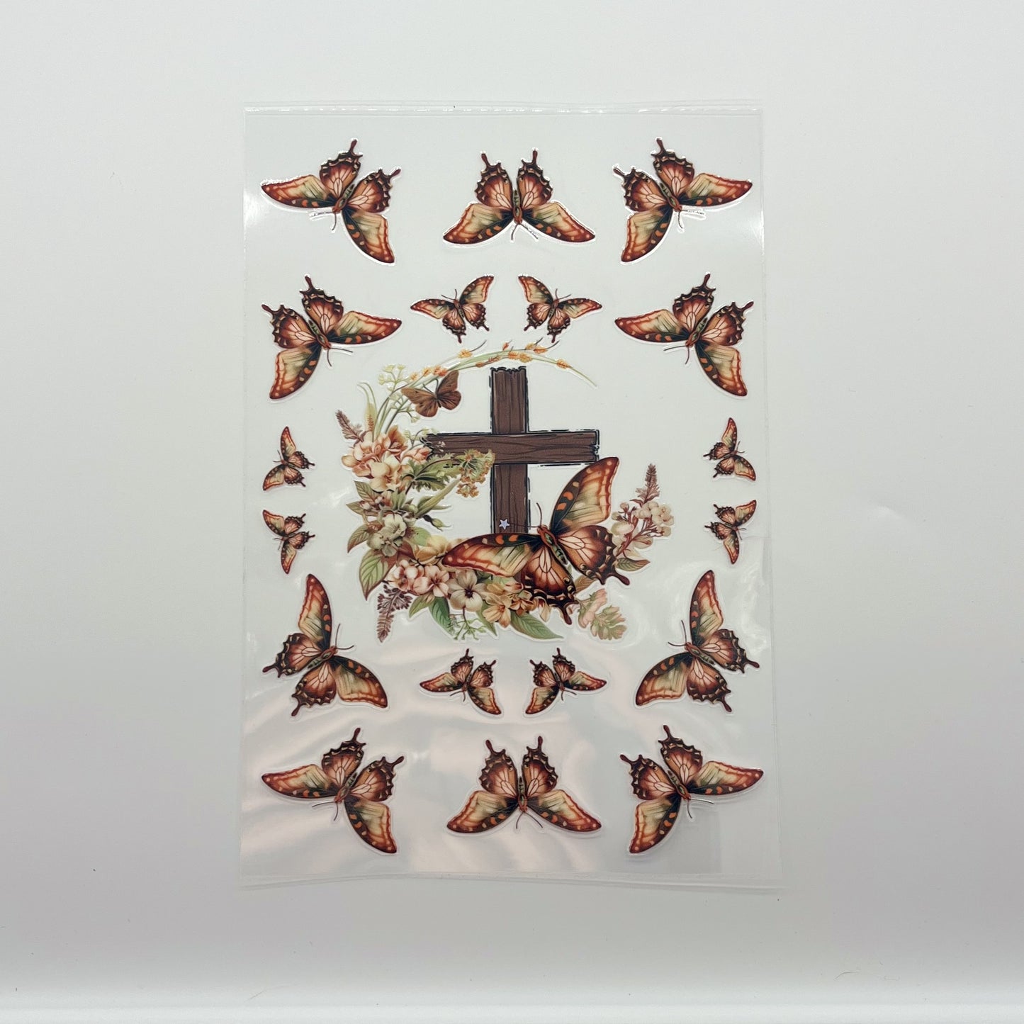 UV DTF Wrap - Floral Cross Butterfly A5 Wrap