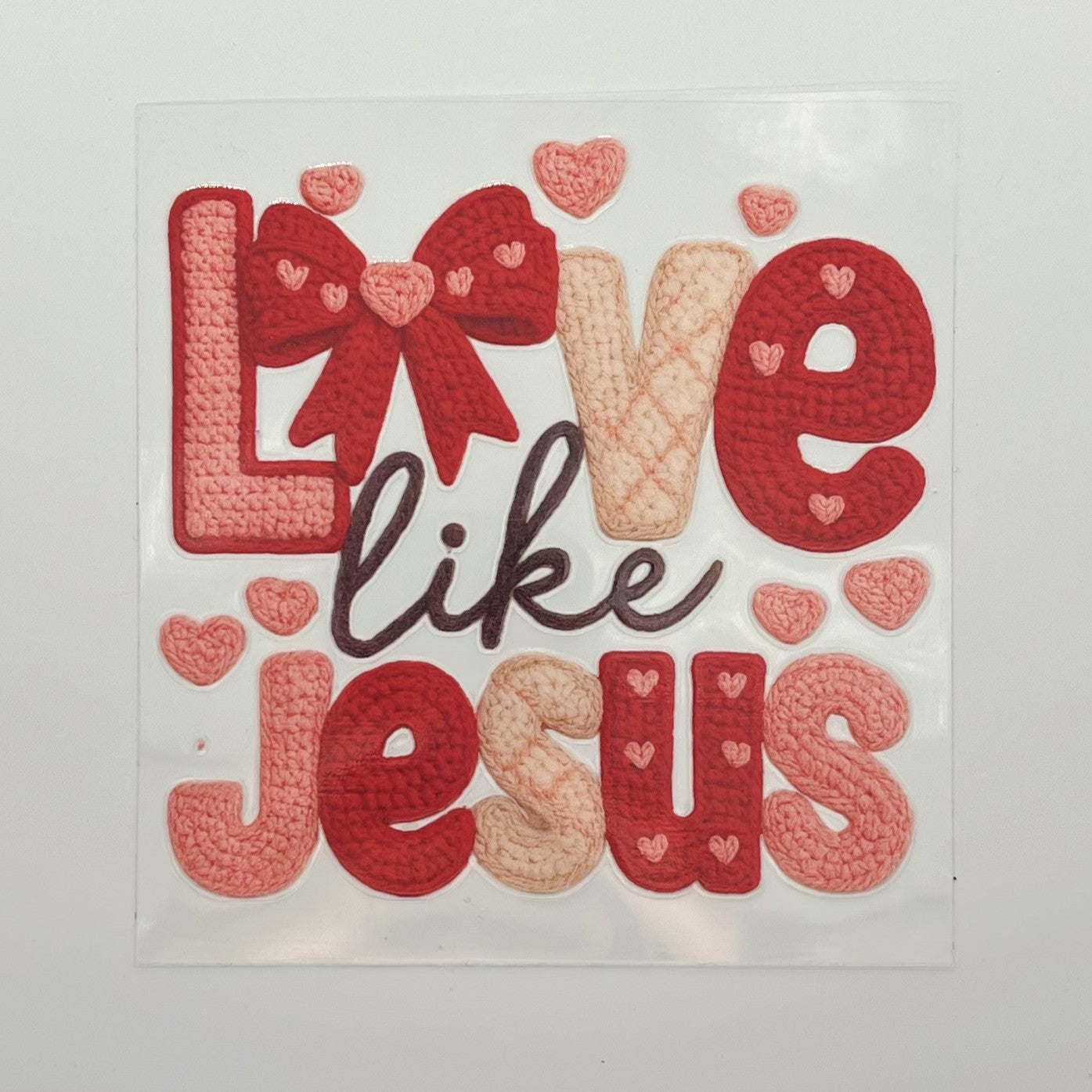 UV DTF Wrap - Love Like Jesus Crochet Style Decal
