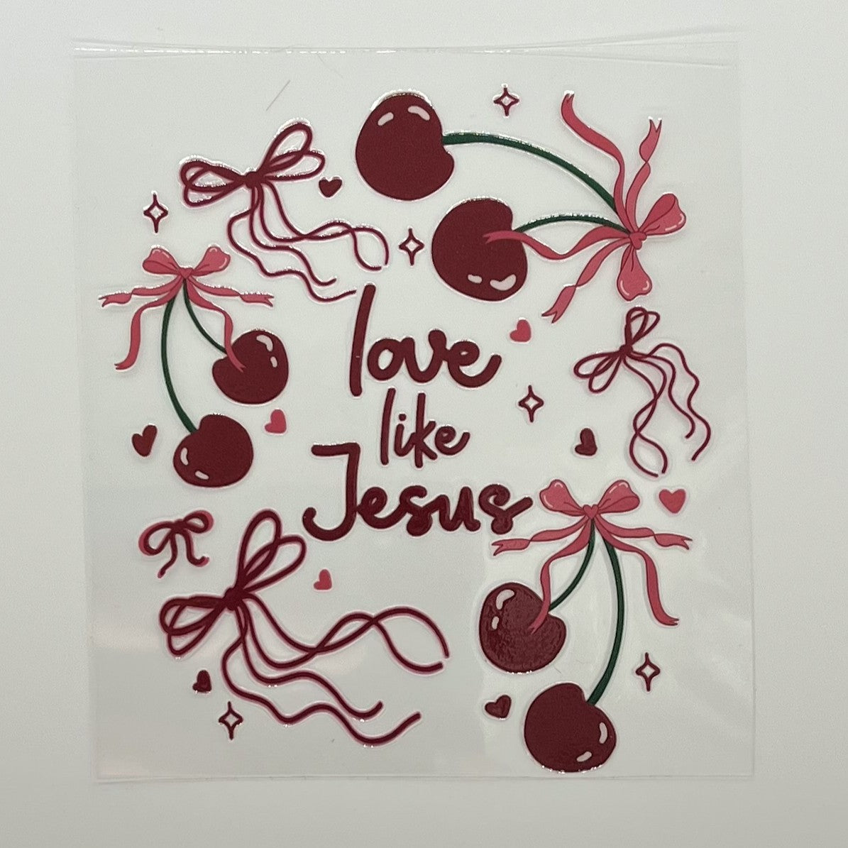 UV DTF Wrap - Love Like Jesus Cherry Coquette Decal