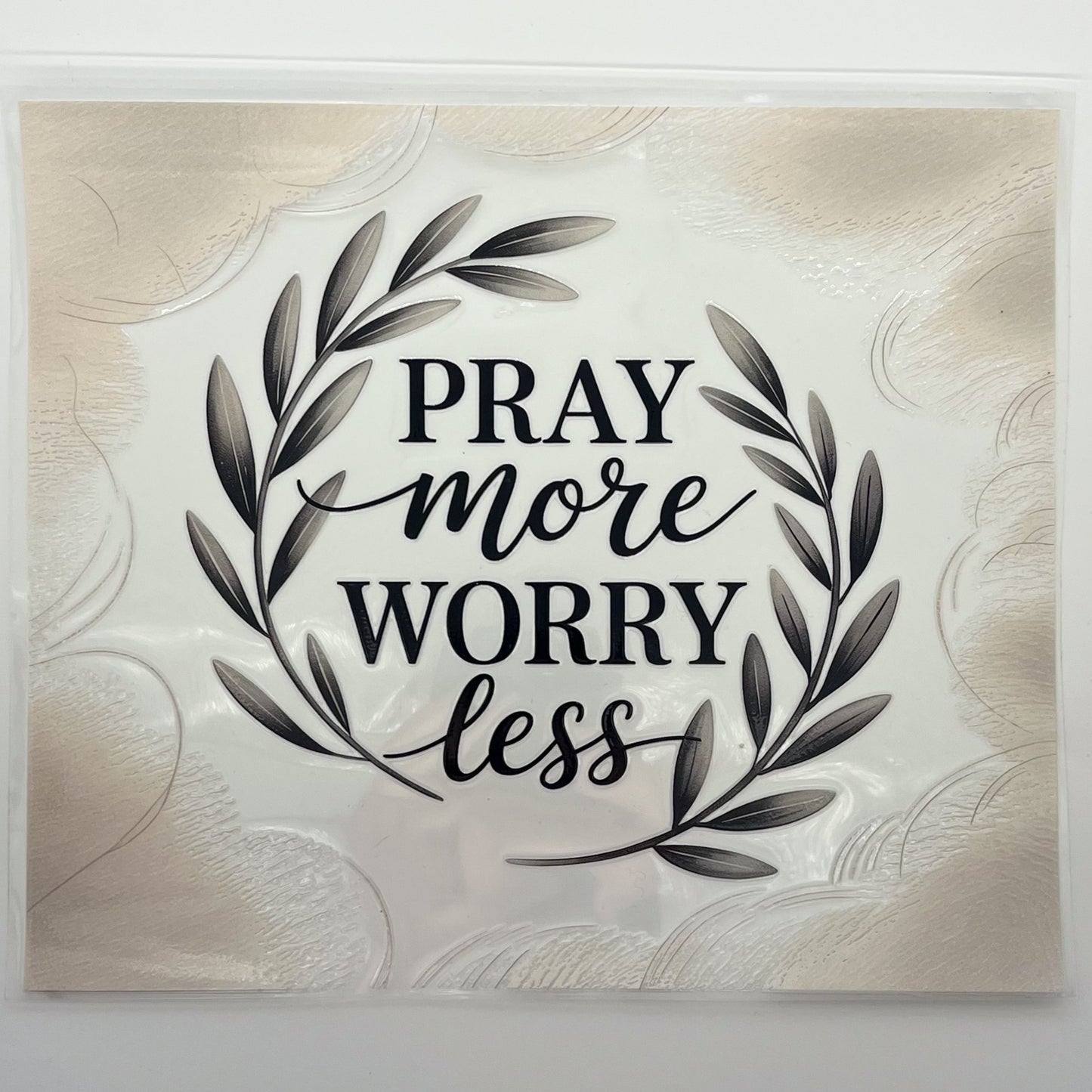 UV DTF Wrap 20oz - Pray More Worry Less Olive Branch Wreath
