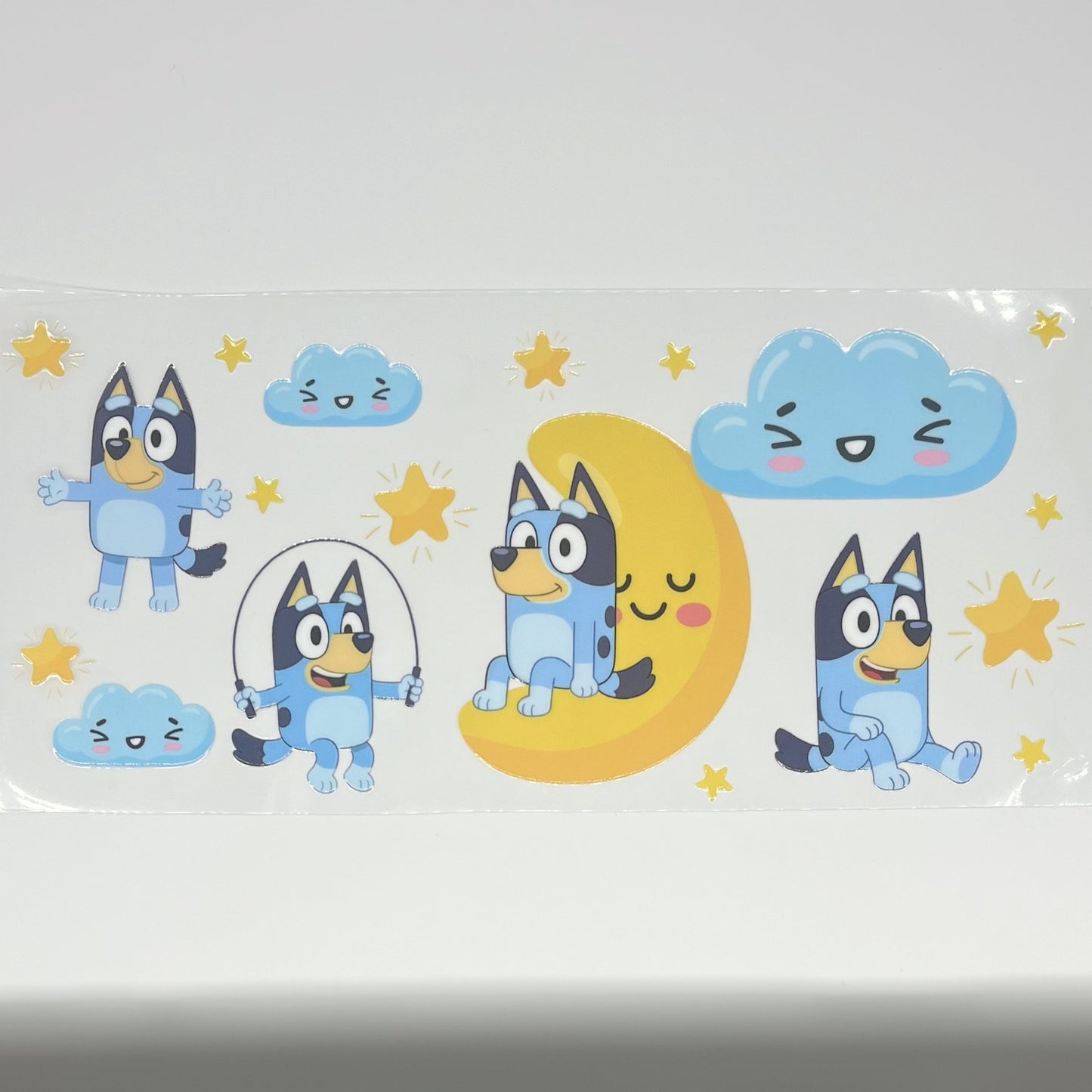 Bluey Moon & Stars UV DTF 16oz Cup Wrap