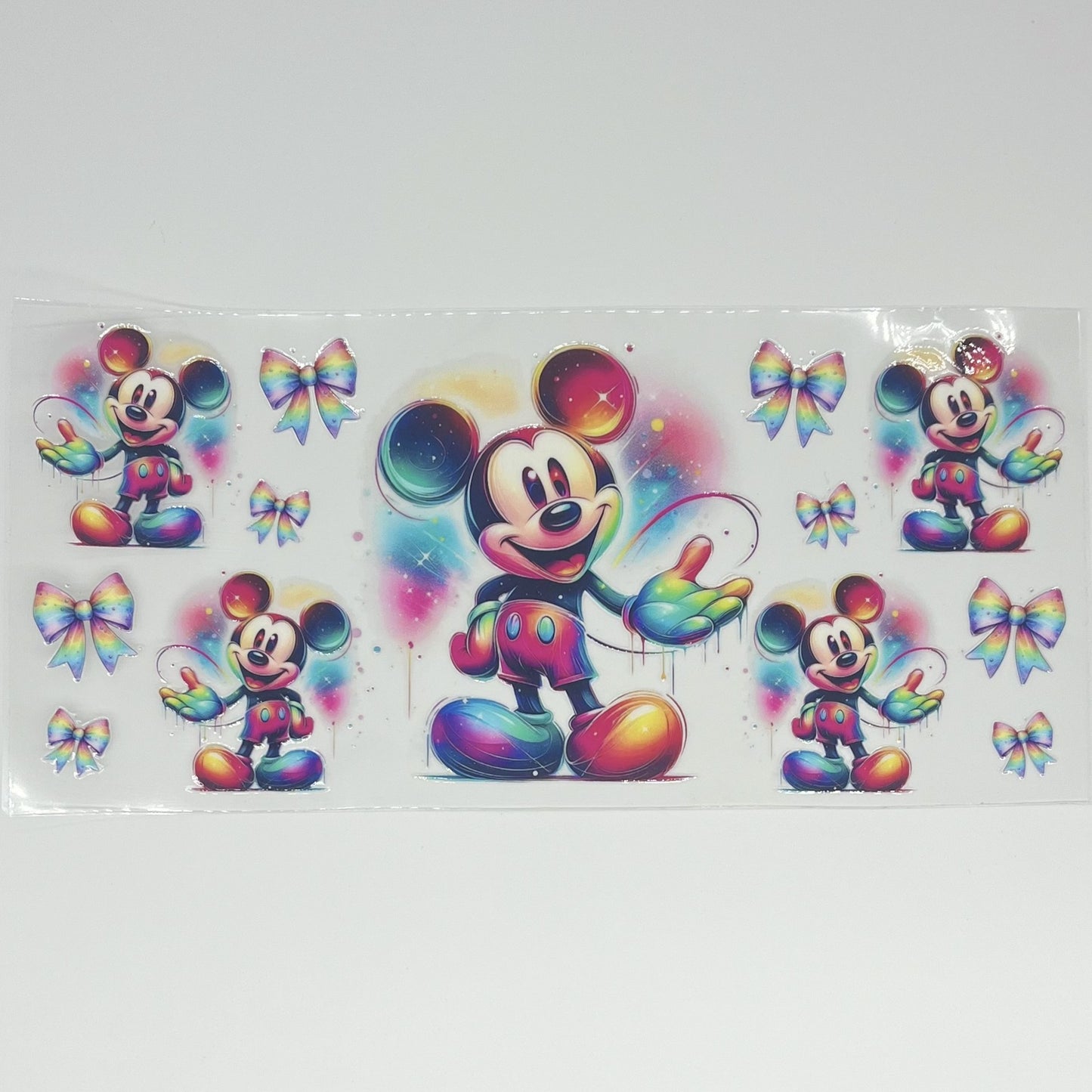 Rainbow Airbrush Mouse Bows UV DTF 16oz Cup Wrap