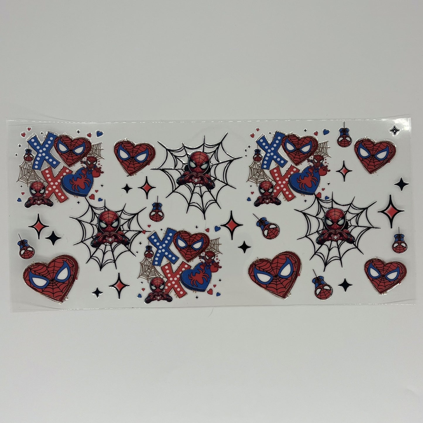 Superhero XOXO Hearts & Webs UV DTF 16oz Cup Wrap