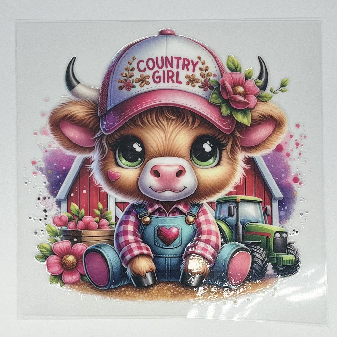 Country Girl Highland Cow UV DTF Decal