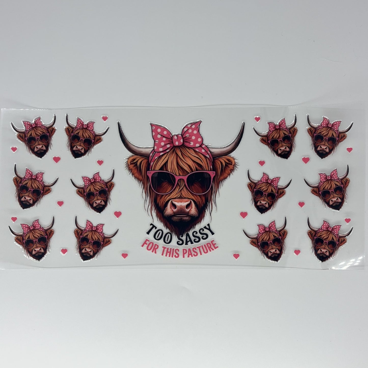 Too Sassy For This Pasture Highland Cow 16 oz UV DTF Wrap
