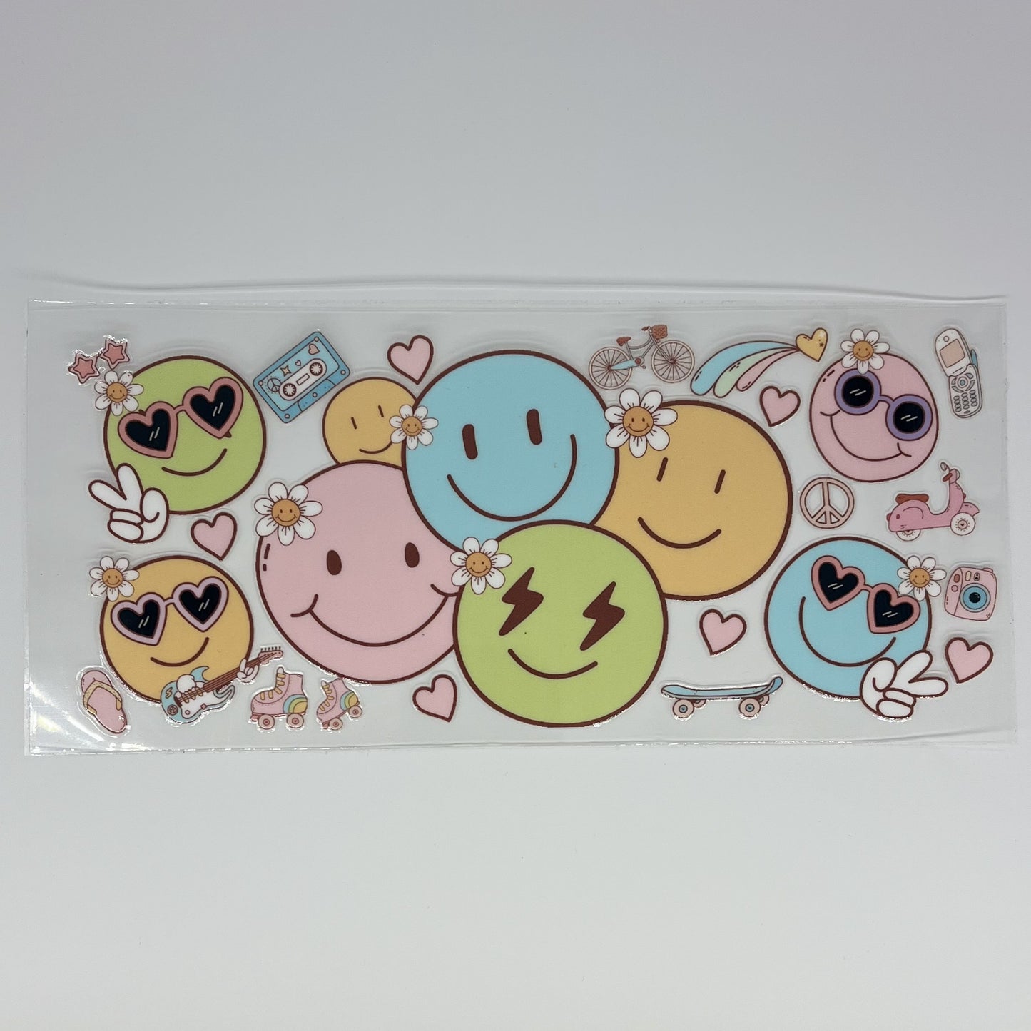 Retro Groovy Smiley Face UV DTF 16oz Wrap