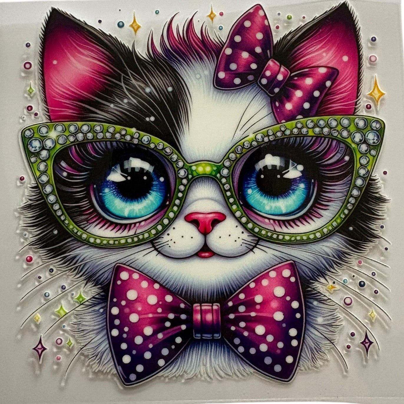 UV DTF Wrap - Cute Cat Wearing Glasses Decal