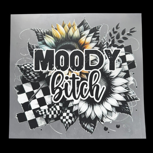 Moody Bitch Sunflower Checkered DTF Print