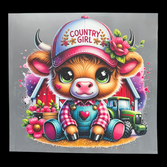 Country Girl Highland Cow DTF Print