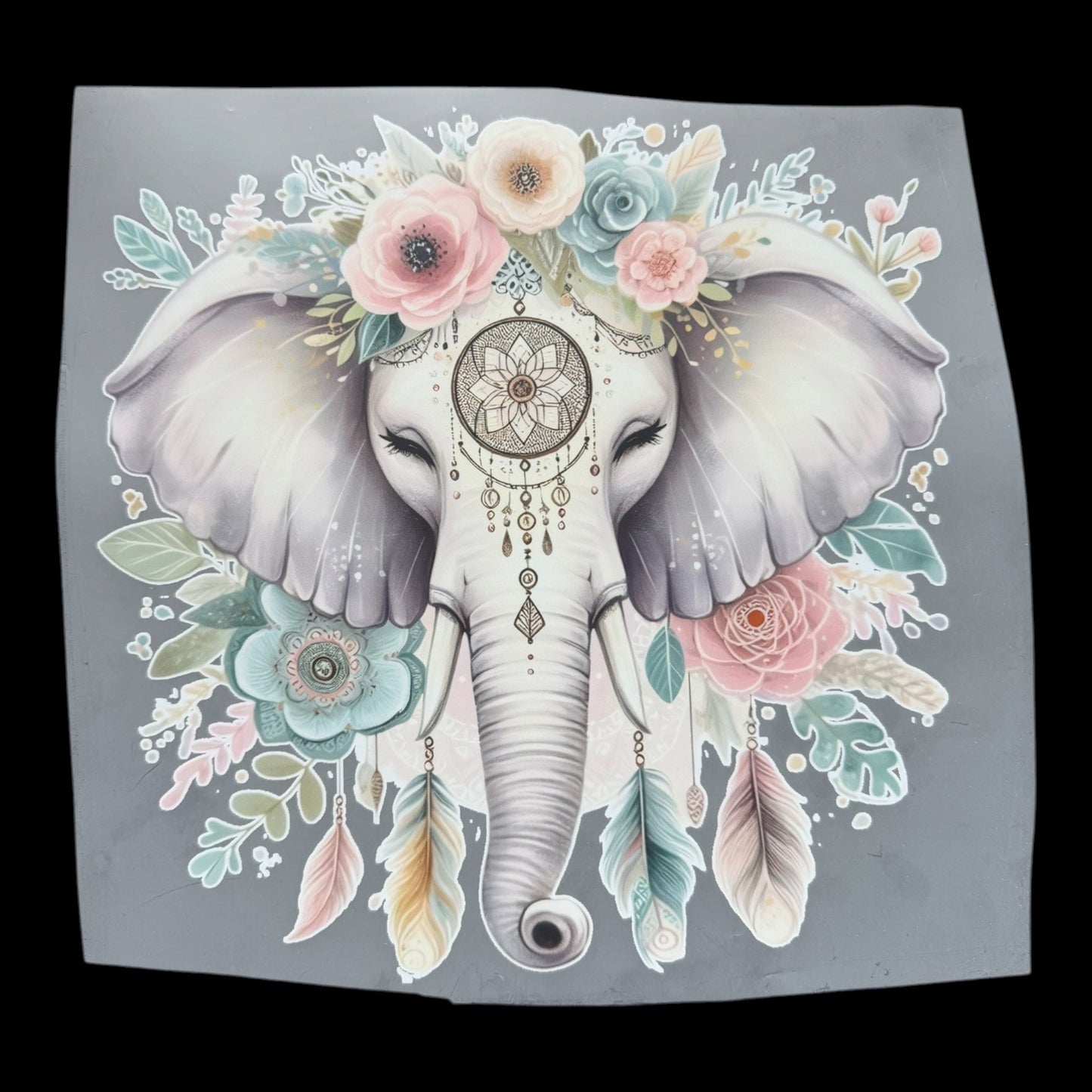 Boho Elephant Dreamcatcher Floral DTF Print