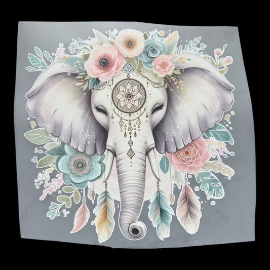 Boho Elephant Dreamcatcher Floral DTF Print