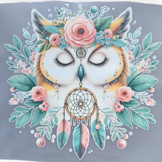 Boho Owl Dream Catcher DTF Print