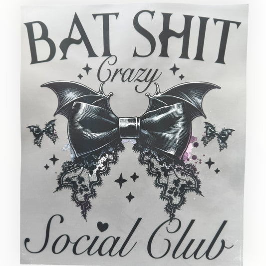 Bat Shit Crazy Social Club Gothic Bow DTF Print