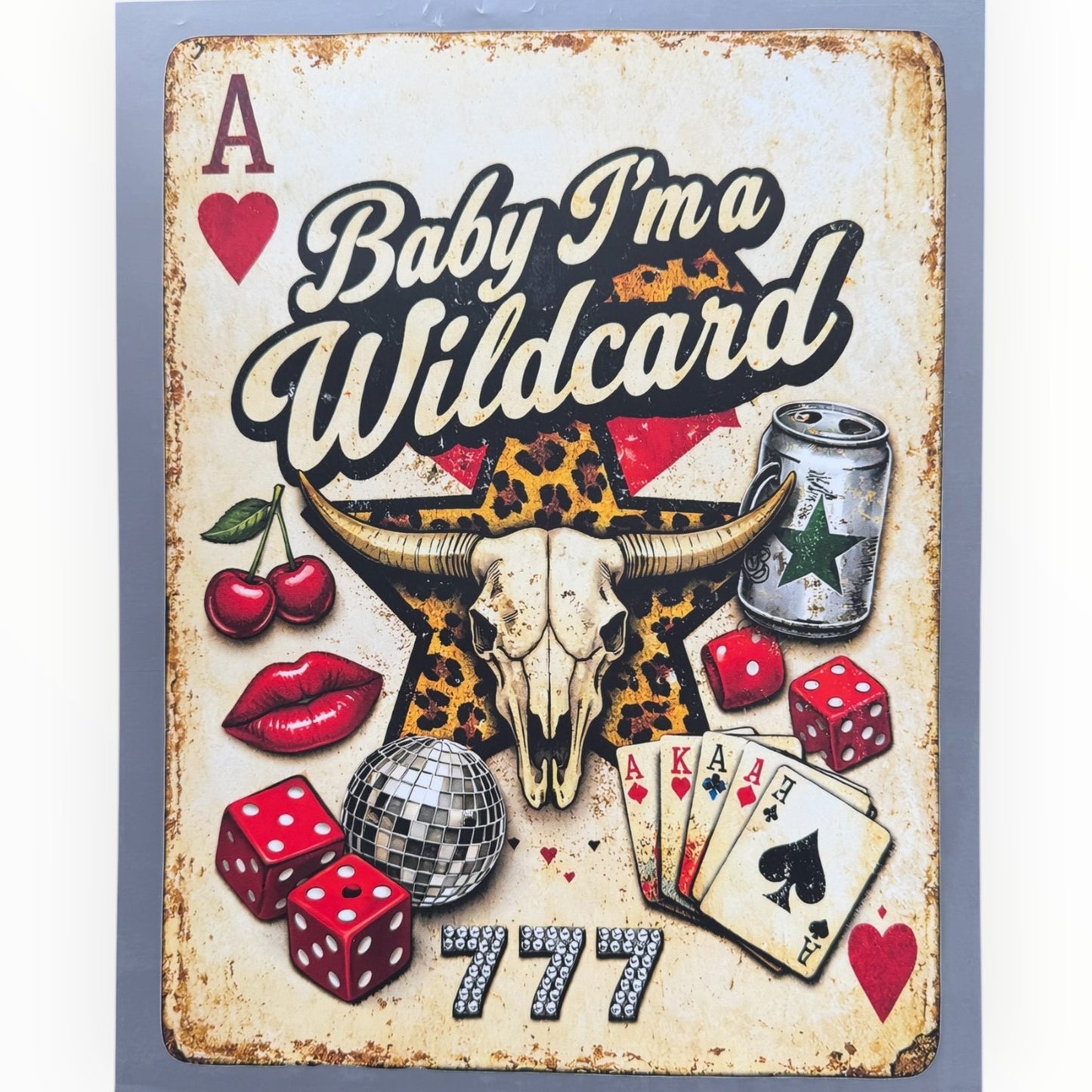 Baby I'm a Wildcard Western Bull Skull DTF Print
