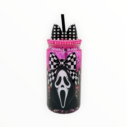16oz Dripping Heart Acrylic Can Tumbler with Straw Topper