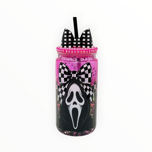 16oz Dripping Heart Acrylic Can Tumbler with Straw Topper