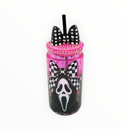16oz Dripping Heart Acrylic Can Tumbler with Straw Topper