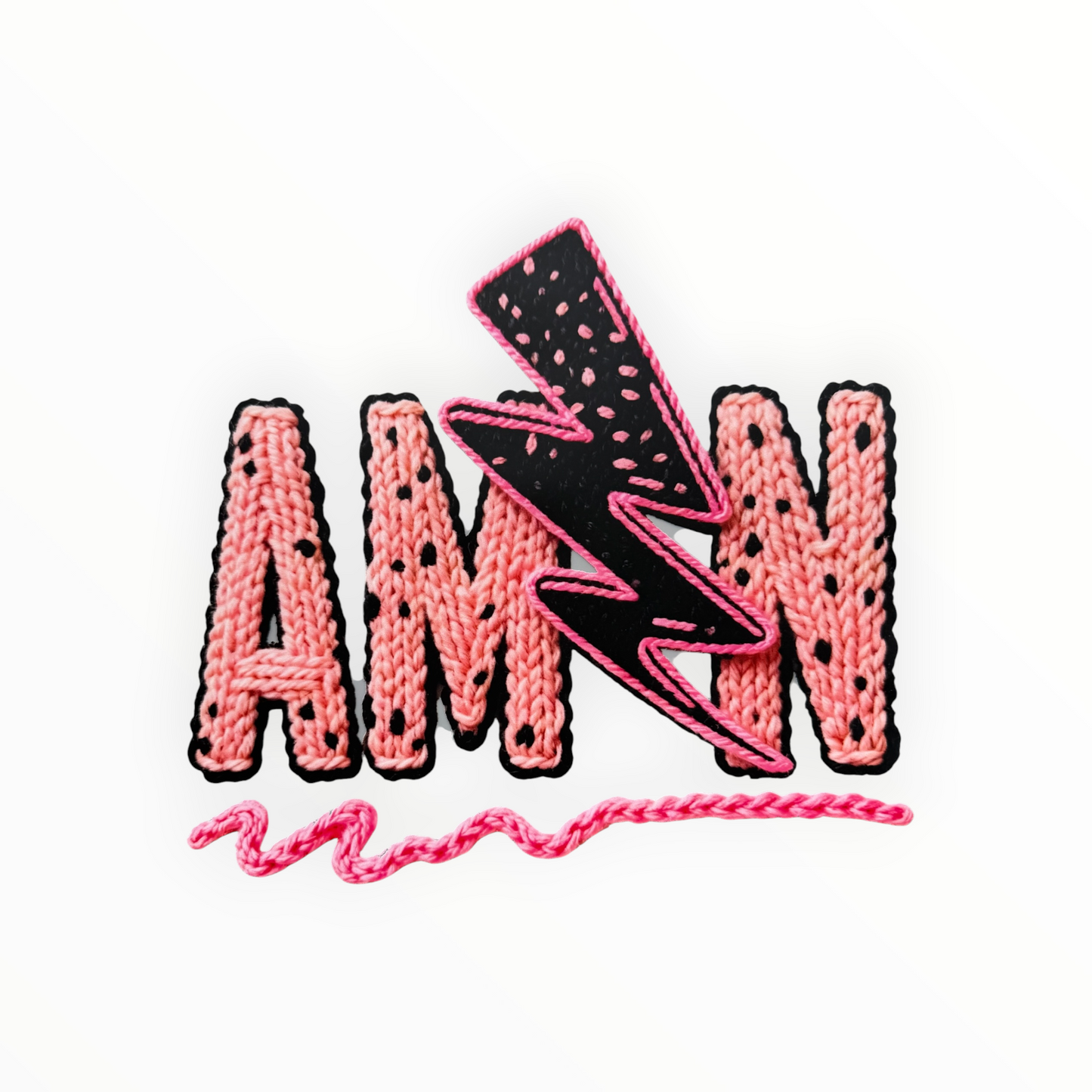 Amen Lightning Bolt Knit Texture DTF Print
