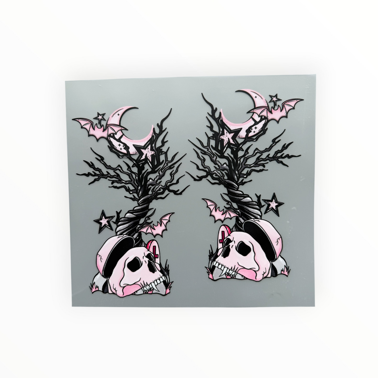 Gothic Pink Skull Dead Tree Bat Moon Gang Sheet DTF Print