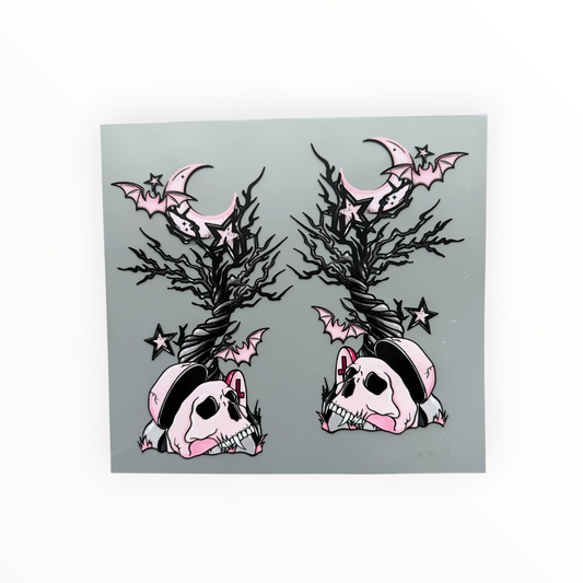 Gothic Pink Skull Dead Tree Bat Moon Gang Sheet DTF Print
