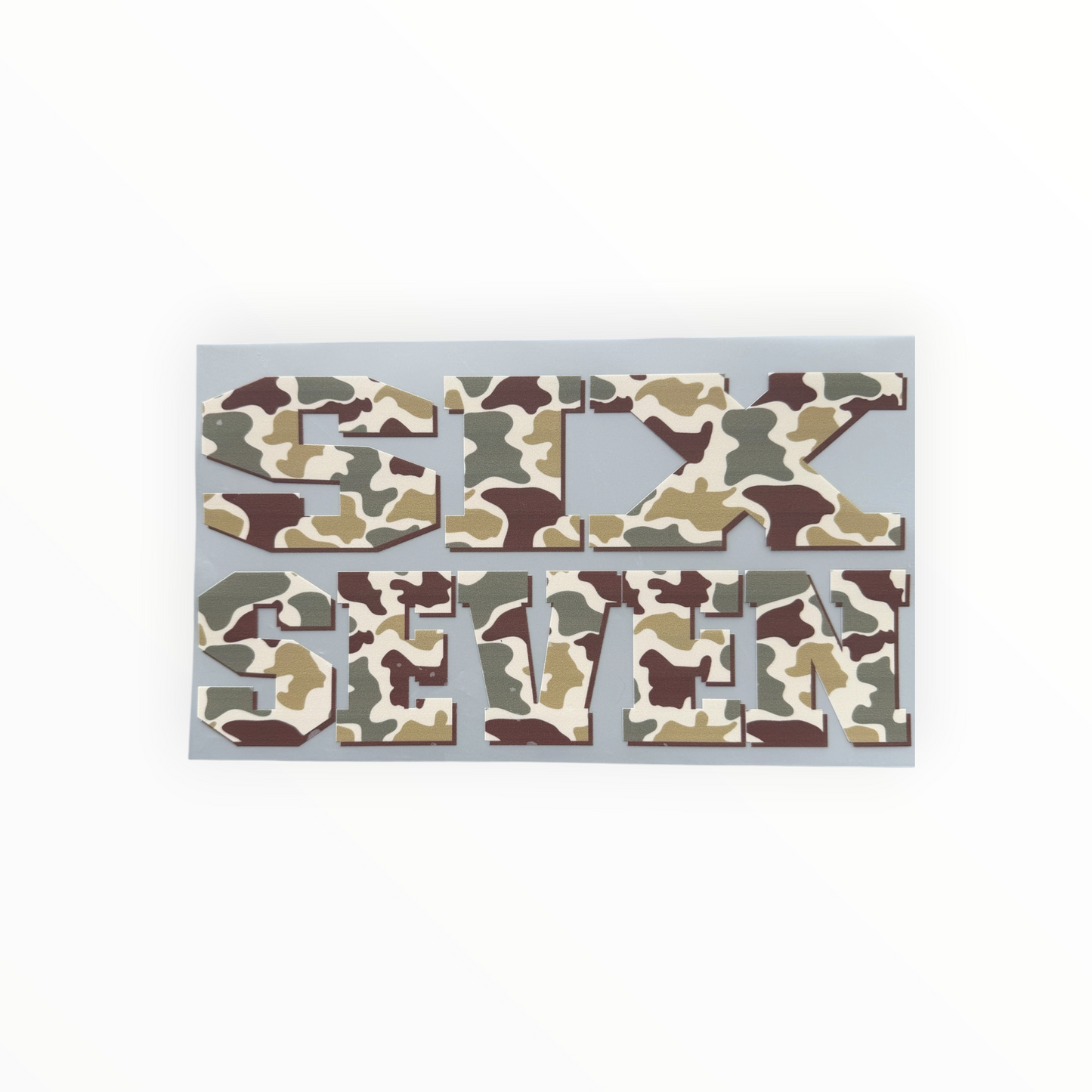 Six Seven Camo Block Letter DTF Print