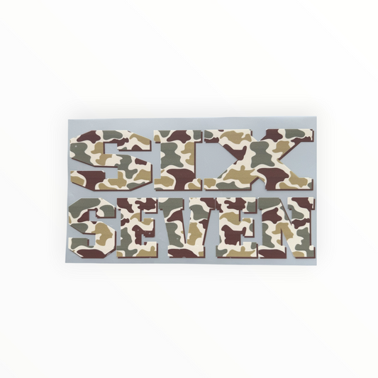 Six Seven Camo Block Letter DTF Print
