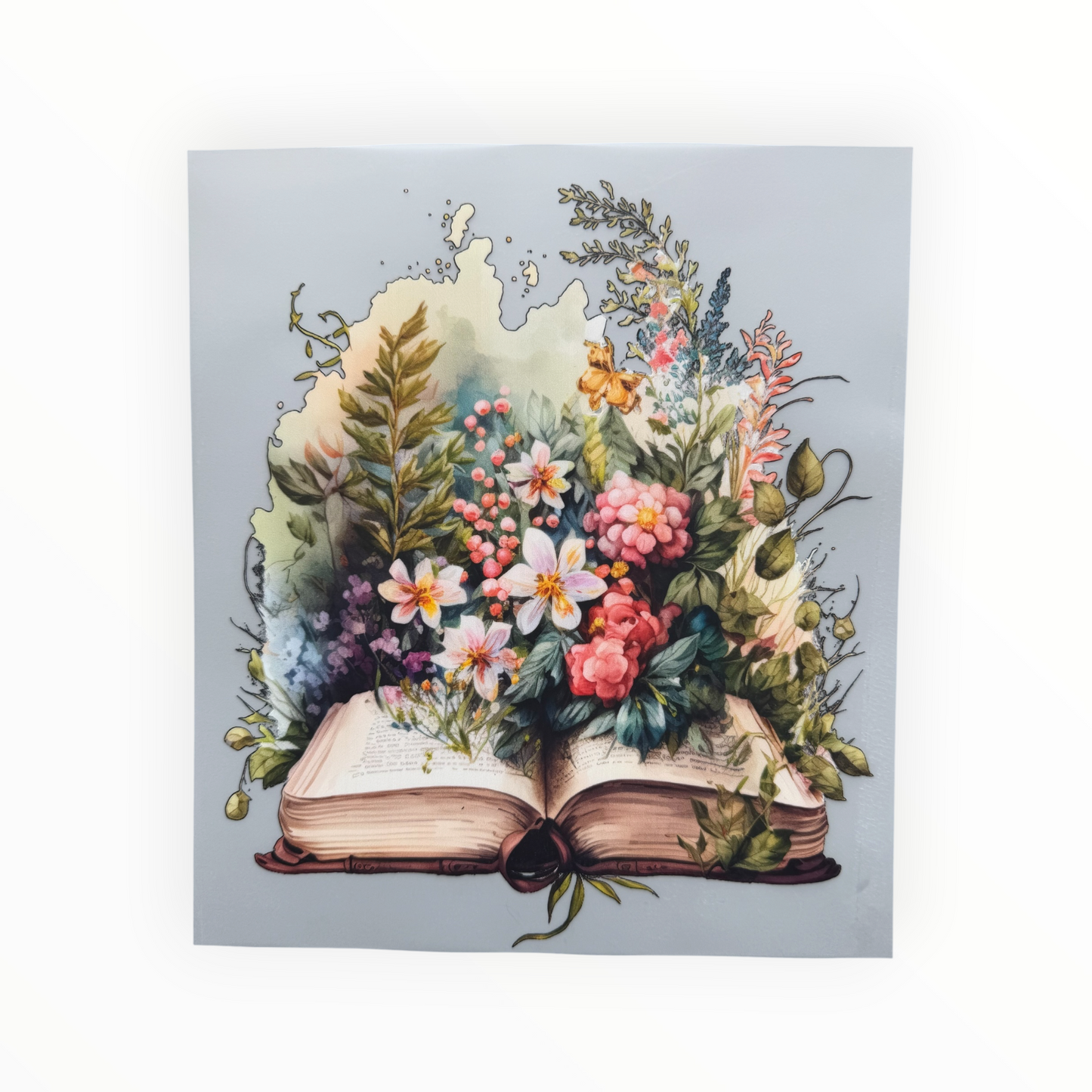 Open Book Wildflower Botanical Watercolor DTF Print