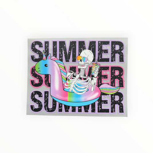 Summer Skeleton Unicorn Float DTF Print