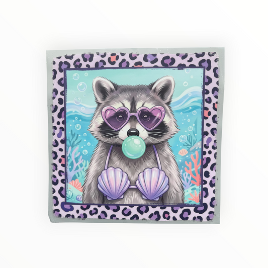 Mermaid Raccoon Bubble Gum Leopard DTF Print