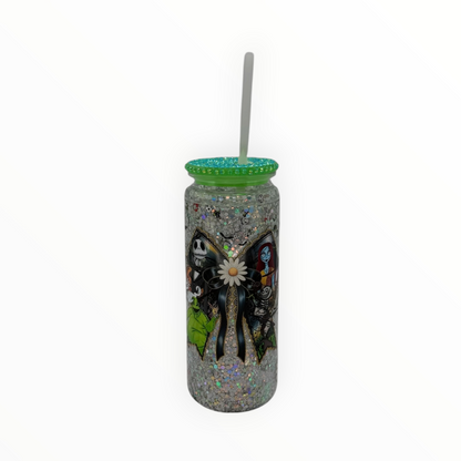 Glow in the dark 20oz acrylic mug - dark fantasy scene, front view