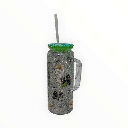 Glow in the dark 20oz acrylic mug - dark fantasy scene, side view