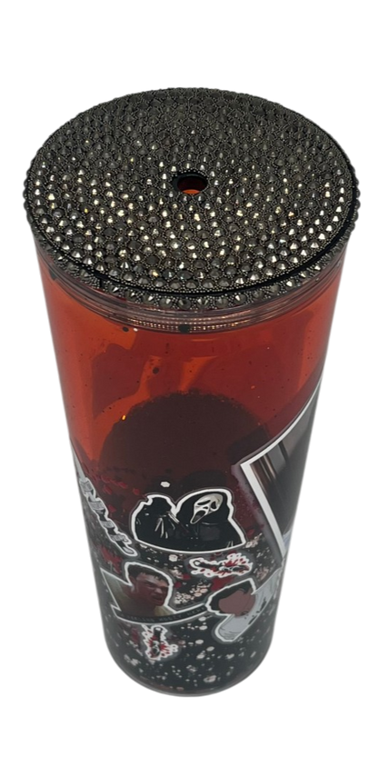 Scream Horror 24oz Lava Glitter Tumbler – Black Rhinestone Lid