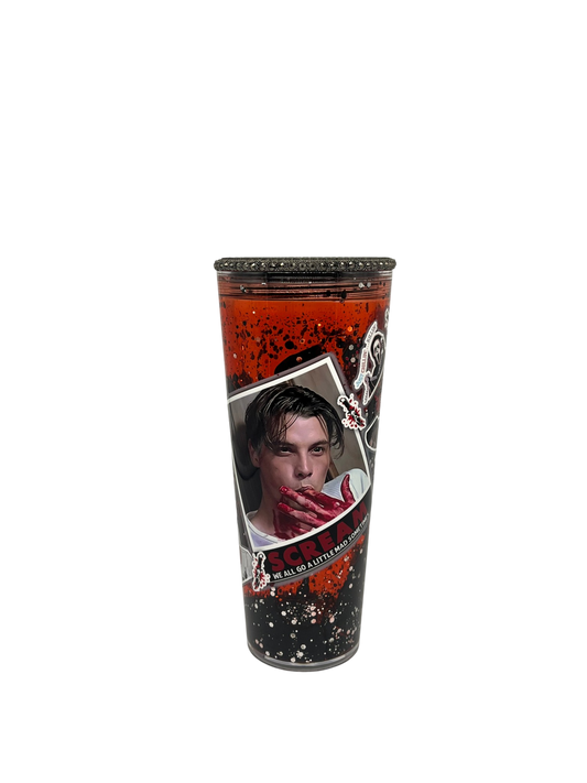 Scream Horror 24oz Lava Glitter Tumbler – Black Rhinestone Lid